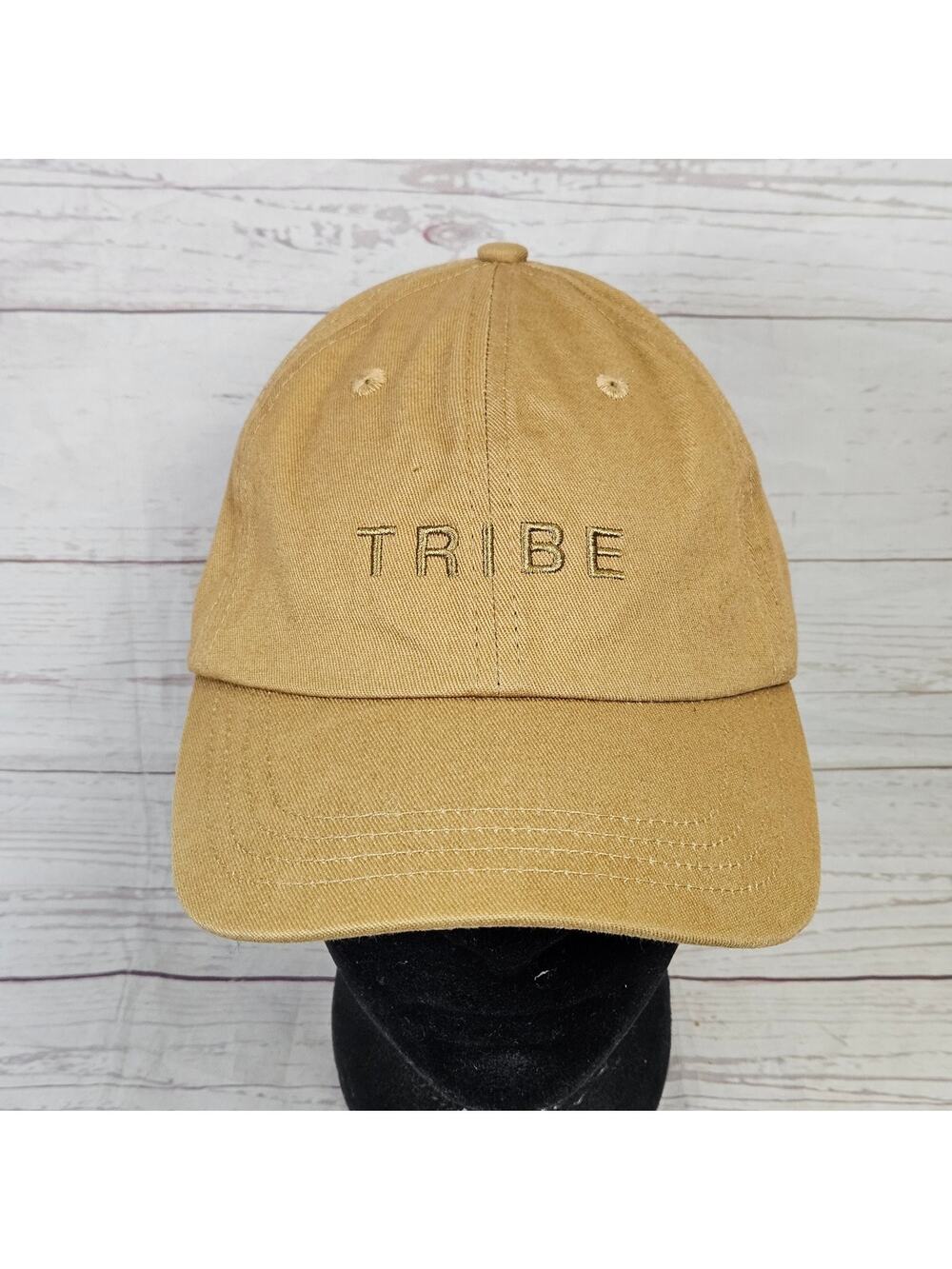 Tribe Kelley Hat "TRIBE" Embroidered Baseball Cap Men's Adjustable Tan Khaki